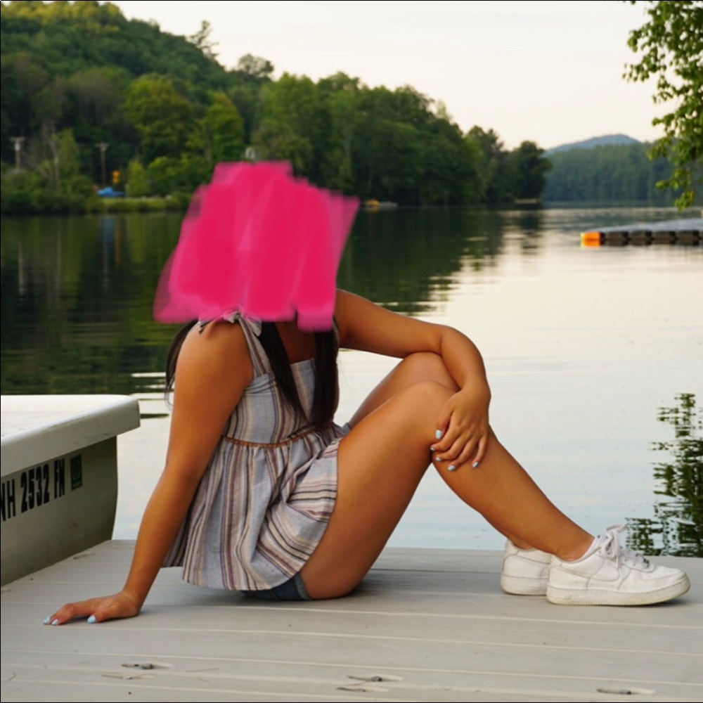 Altar'd State tie up striped tank